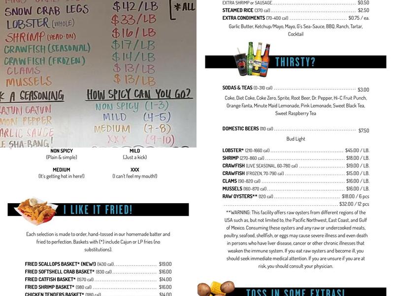 The Boiling Crab Menu