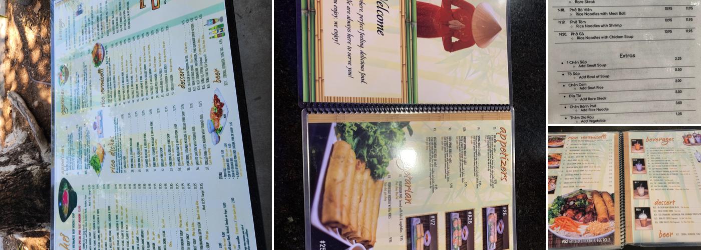 Pho Cow Cali Menu