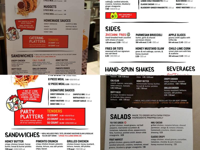 PDQ Chicken Menu