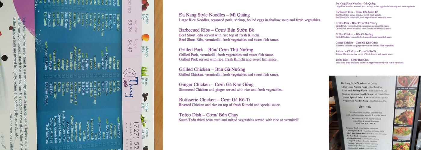 Thuy Cafe Menu