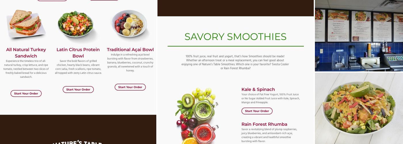 Nature's Table Menu