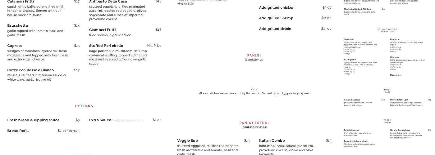 Cafe Cibo Menu
