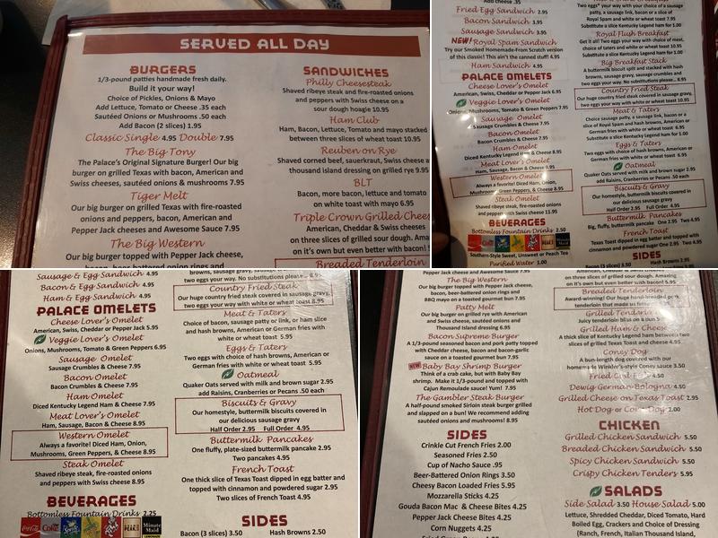 The Palace Cafe Menu