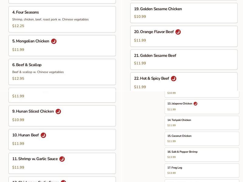 Asian Star Buffet & Hibachi Grill Menu