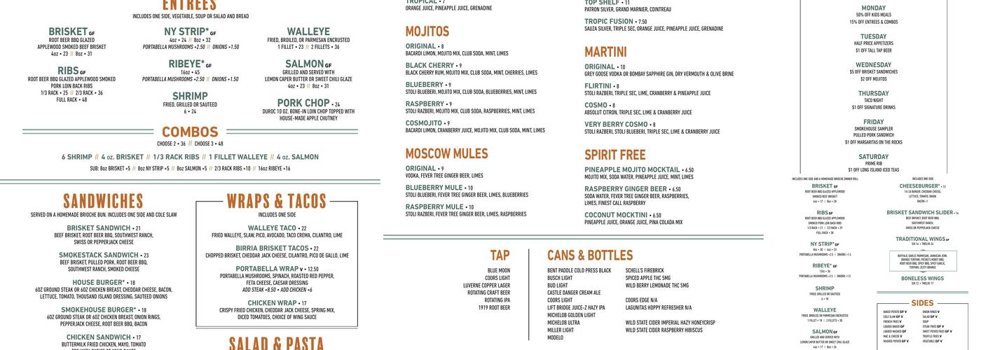 The Hideaway Menu
