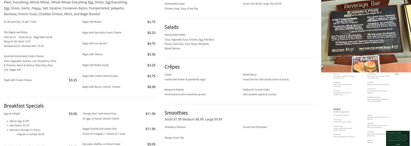 Sea Cliff Bagel Cafe Menu