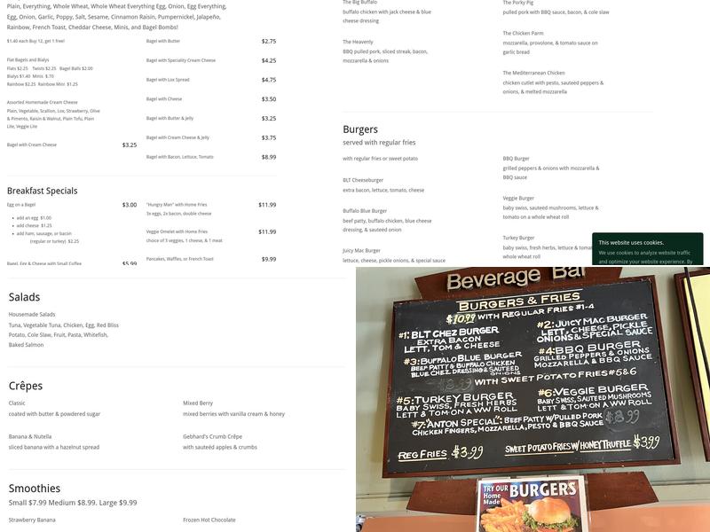 Sea Cliff Bagel Cafe Menu