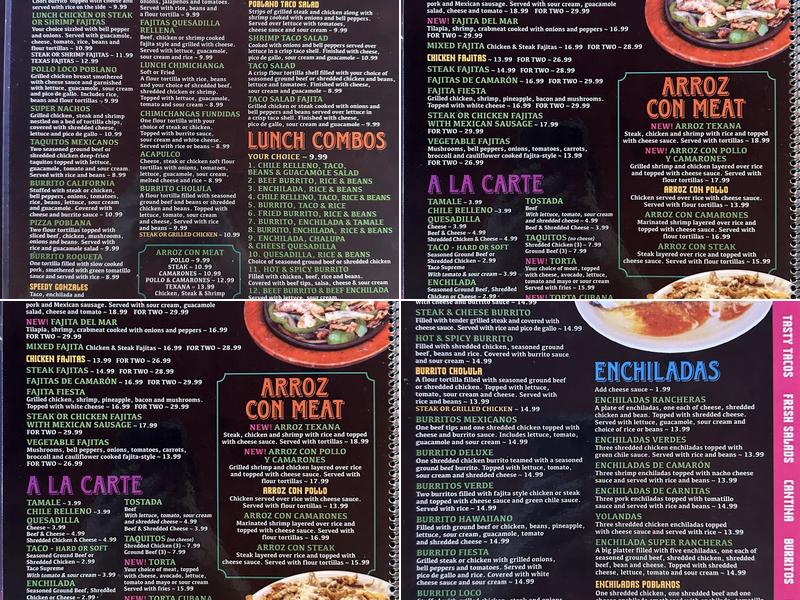 El Chile Poblano Menu