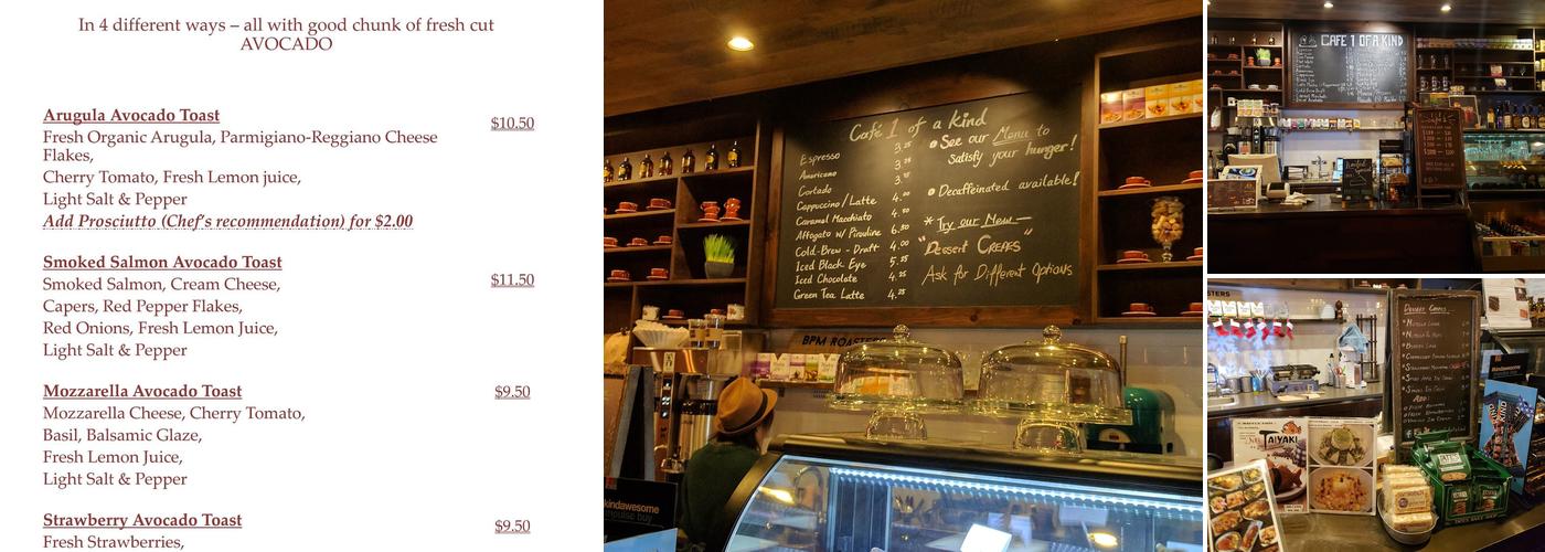 Café 1 of a Kind Menu
