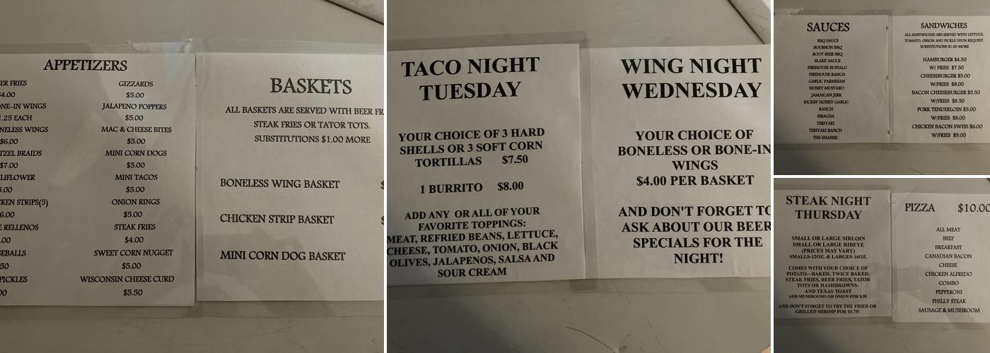 Main Street Bar & Grill Menu