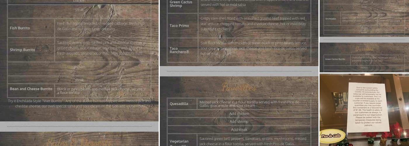 Green Cactus Menu