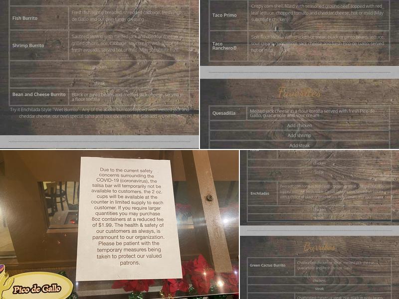 Green Cactus Menu