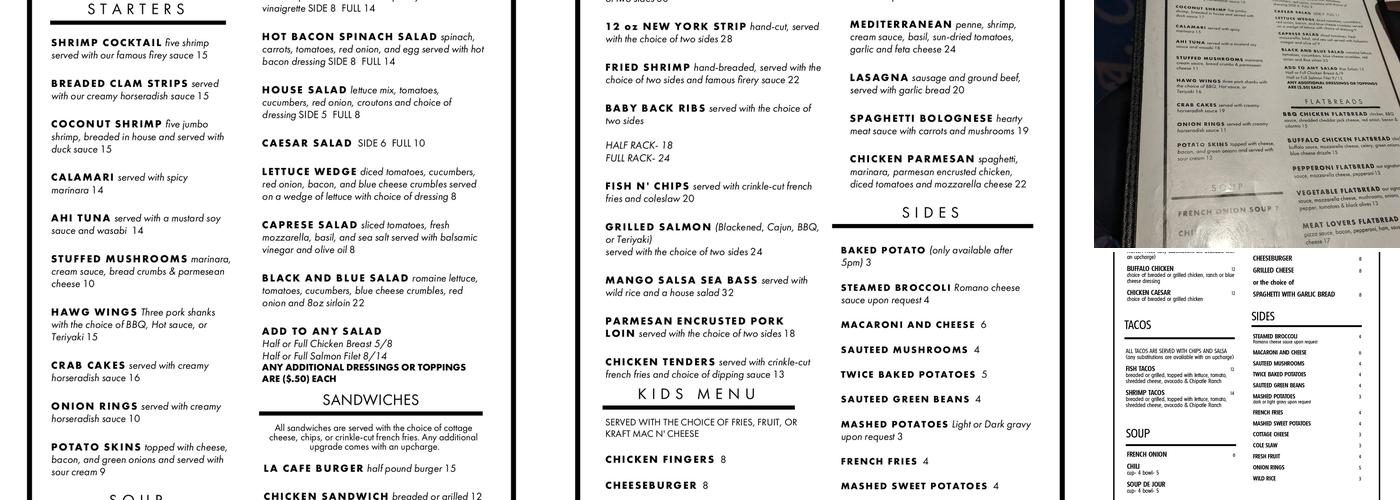 L.A. Cafe Menu