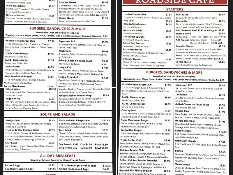 Roadside Cafe Menu