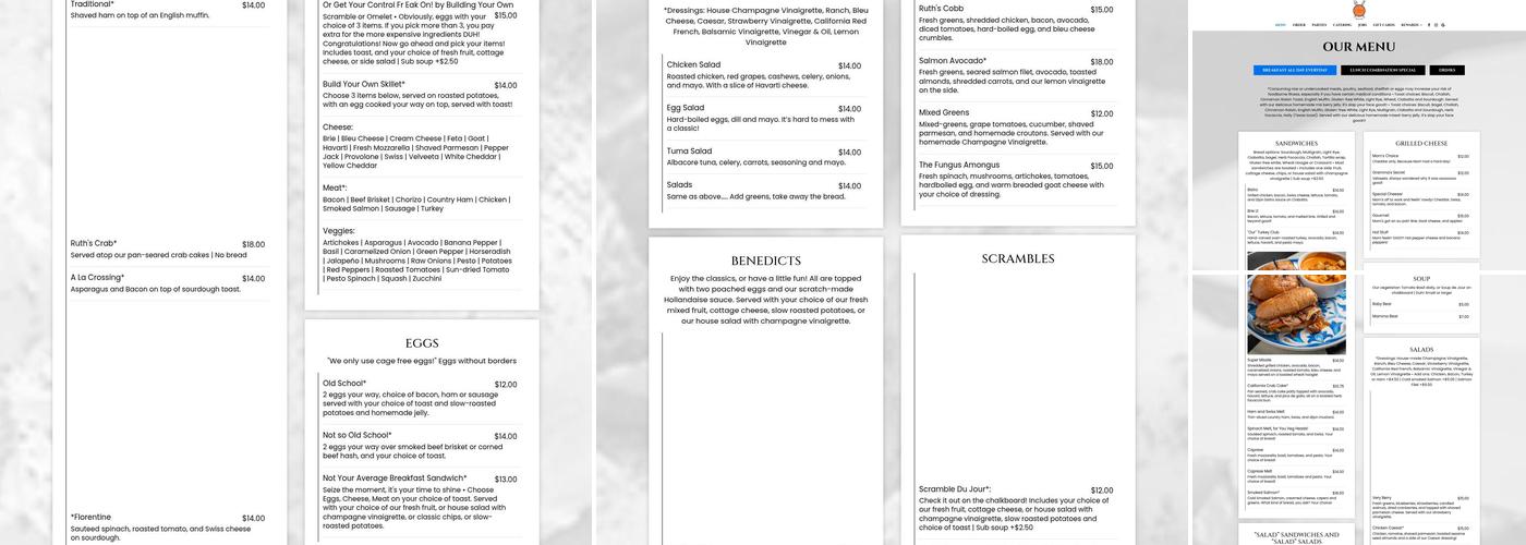 Ruth's Cafe Menu