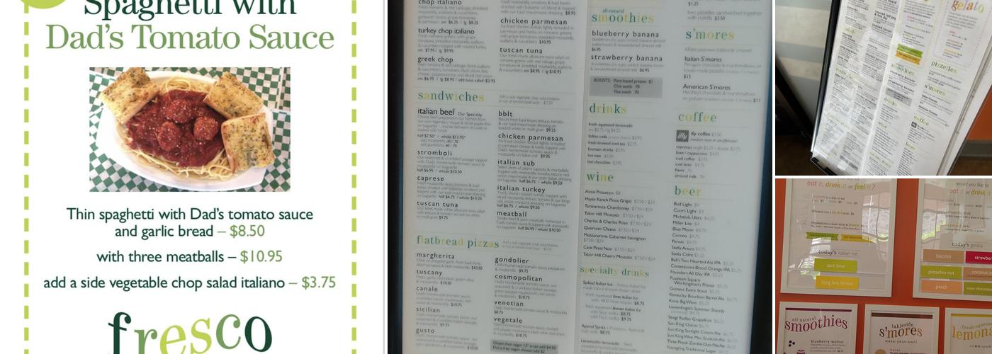 Fresco Italian Cafe on the Canal Menu