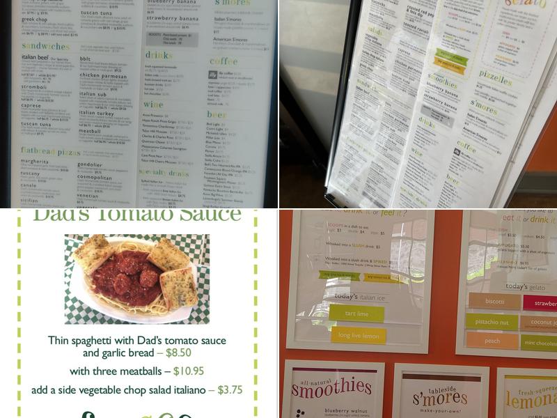 Fresco Italian Cafe on the Canal Menu