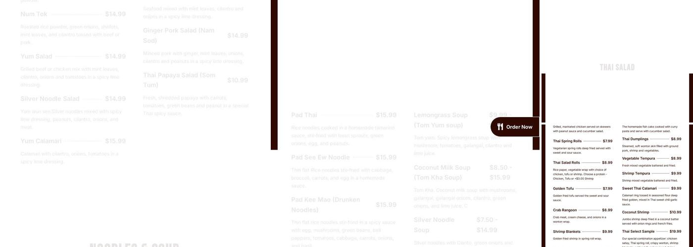 Thai Select Restaurant Menu