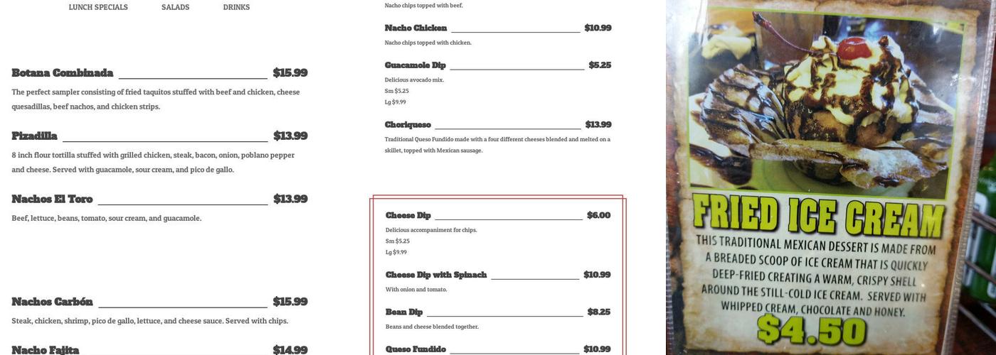 El Toro Bravo of Zionsville Menu