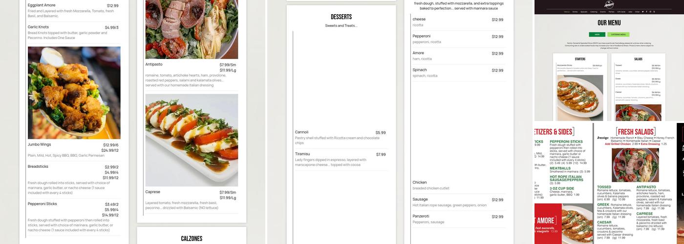 Amore Pizzeria & Ristorante Menu