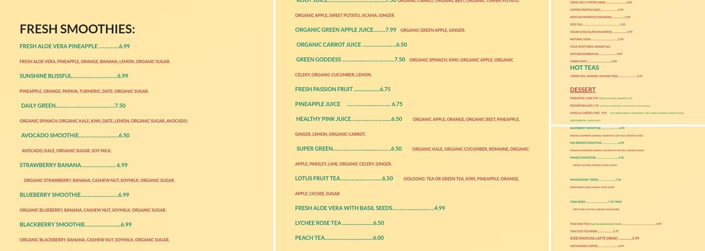 Lotus Vegan Restaurant (Nhà Hàng Chay Hoa Sen) Menu