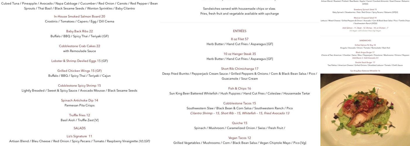 Cobblestone Menu