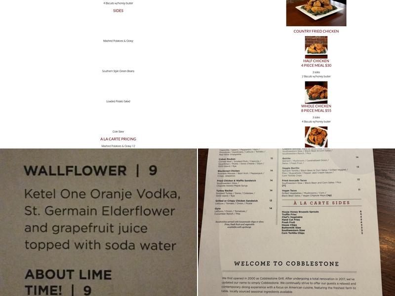 Cobblestone Menu