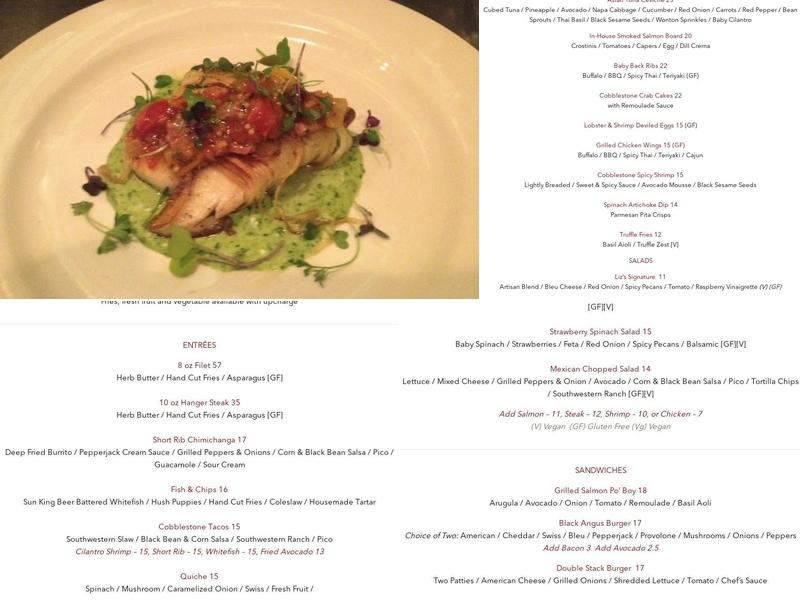 Cobblestone Menu