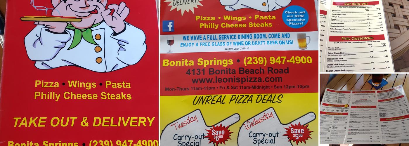 Leonis Pizzeria Bonita Menu
