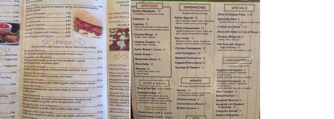 Dolce Rita's Menu