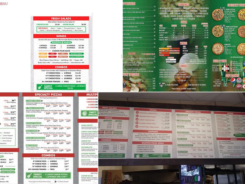 IL Primo Pizza & Wings Menu