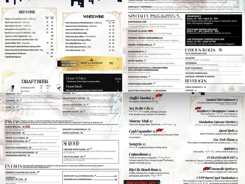 NYPP New York Pizza Pasta Menu