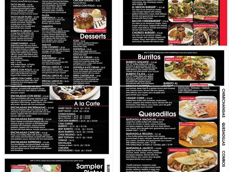 El Meson Restaurant Menu