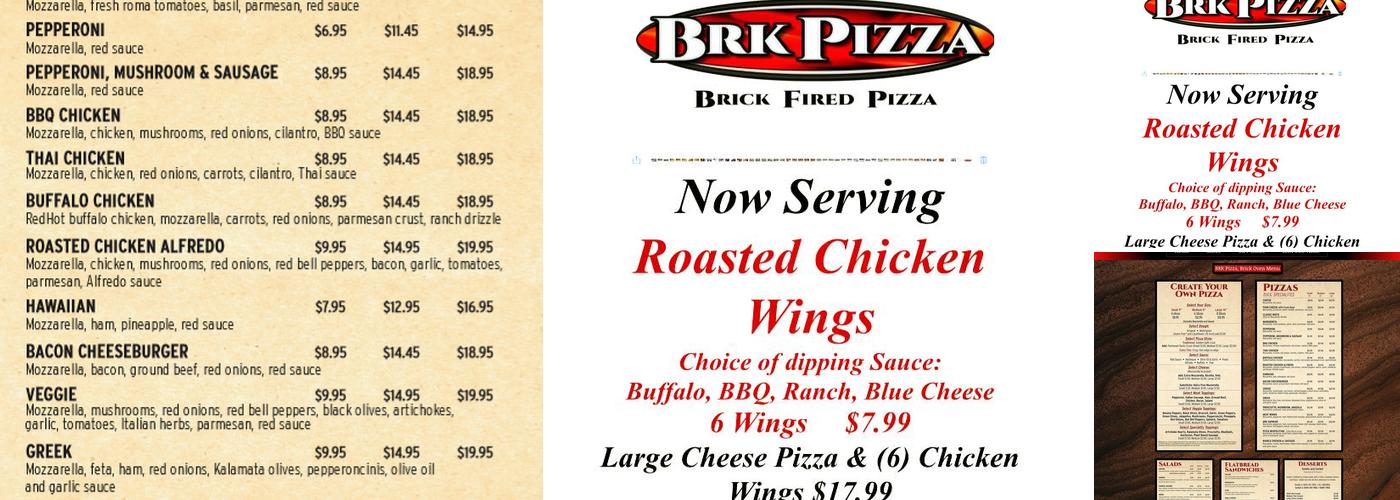 BRK Pizza Menu