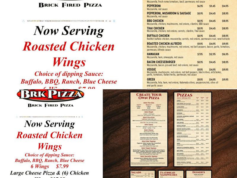 BRK Pizza Menu
