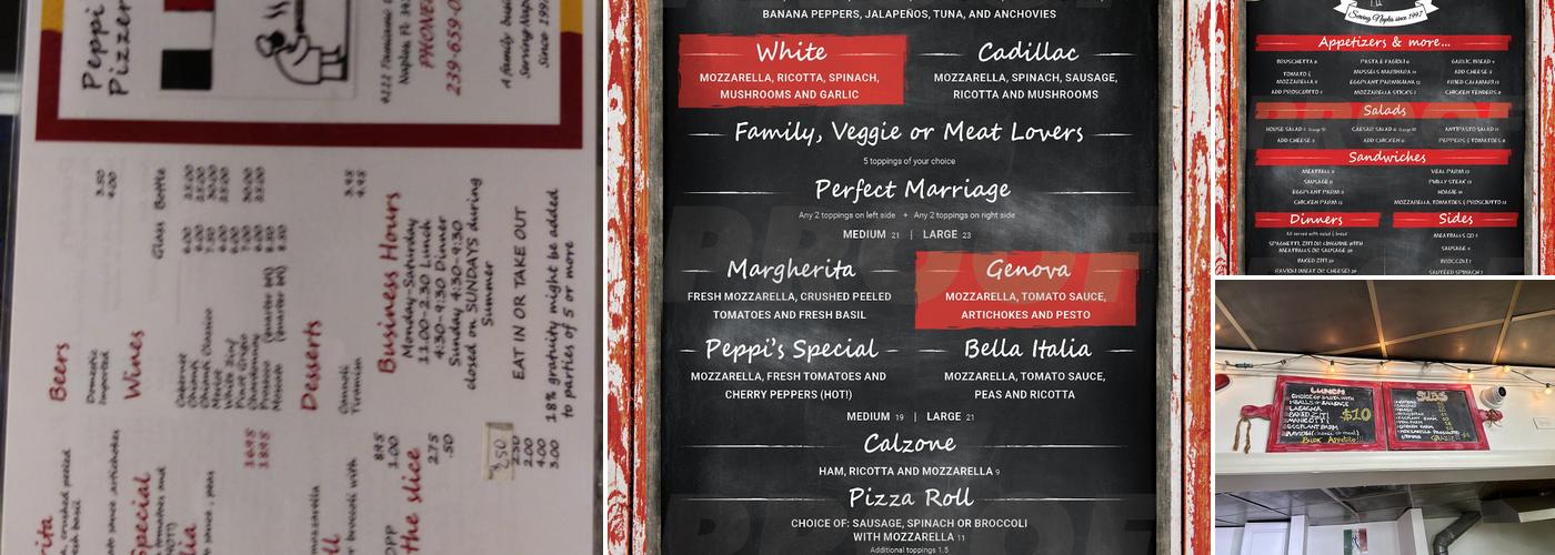 Peppi's Pizzeria Menu