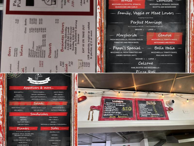 Peppi's Pizzeria Menu