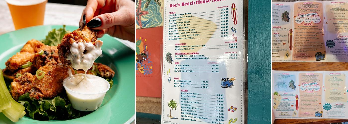 Doc's Beach House Menu