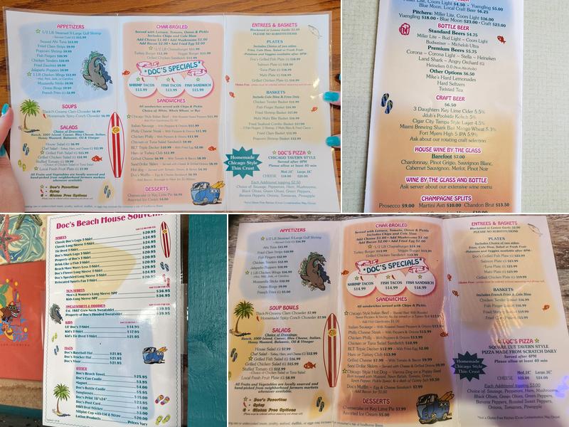Doc's Beach House Menu