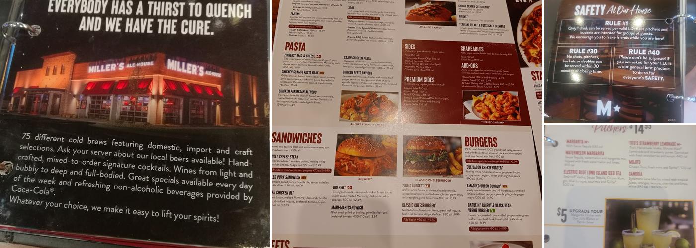 Miller's Ale House Menu