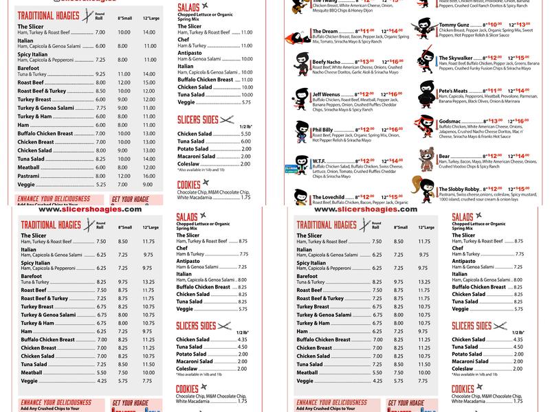 Slicers Hoagies Menu