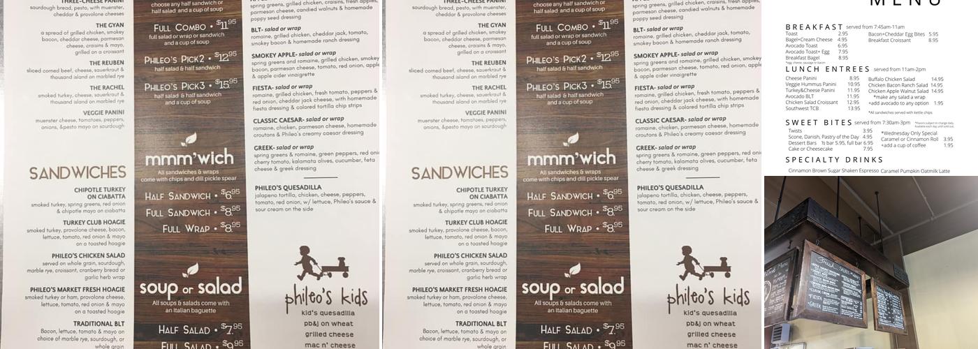 Phileo's Coffee and Eatery Menu