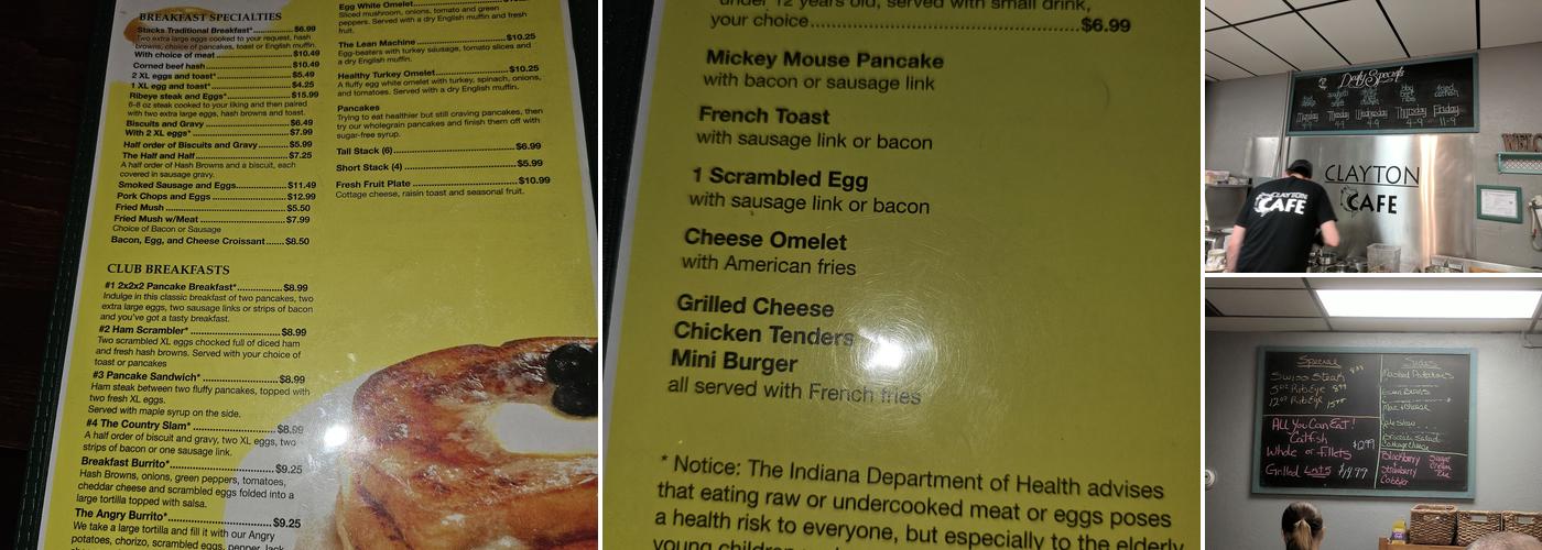 Clayton Grill & Cafe Menu