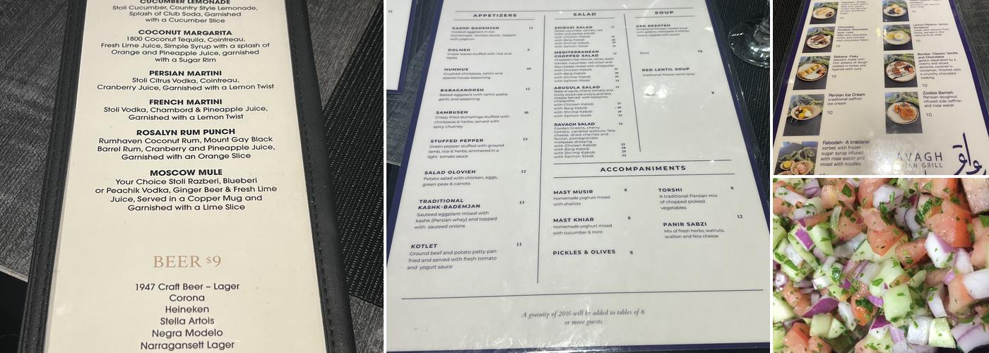 Ravagh Persian Grill Menu