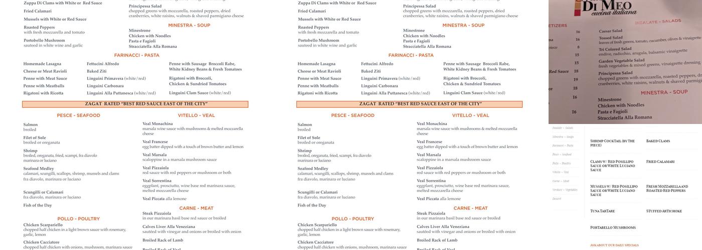Trattoria DiMeo Menu