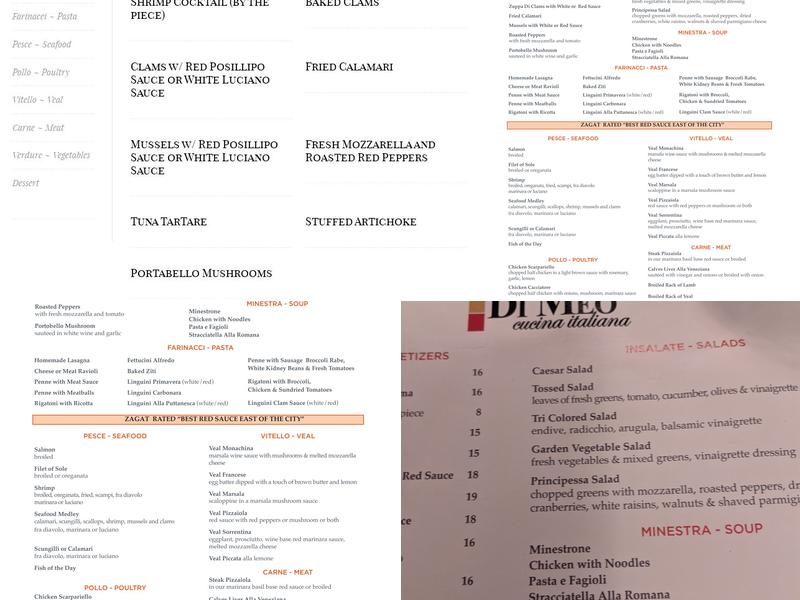 Trattoria DiMeo Menu