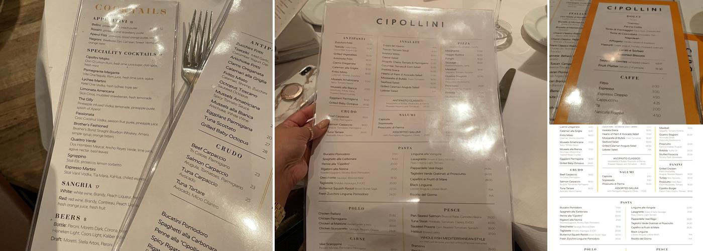 Cipollini Menu