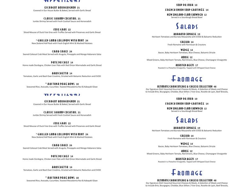 C Level Bistro & Wine Bar Menu