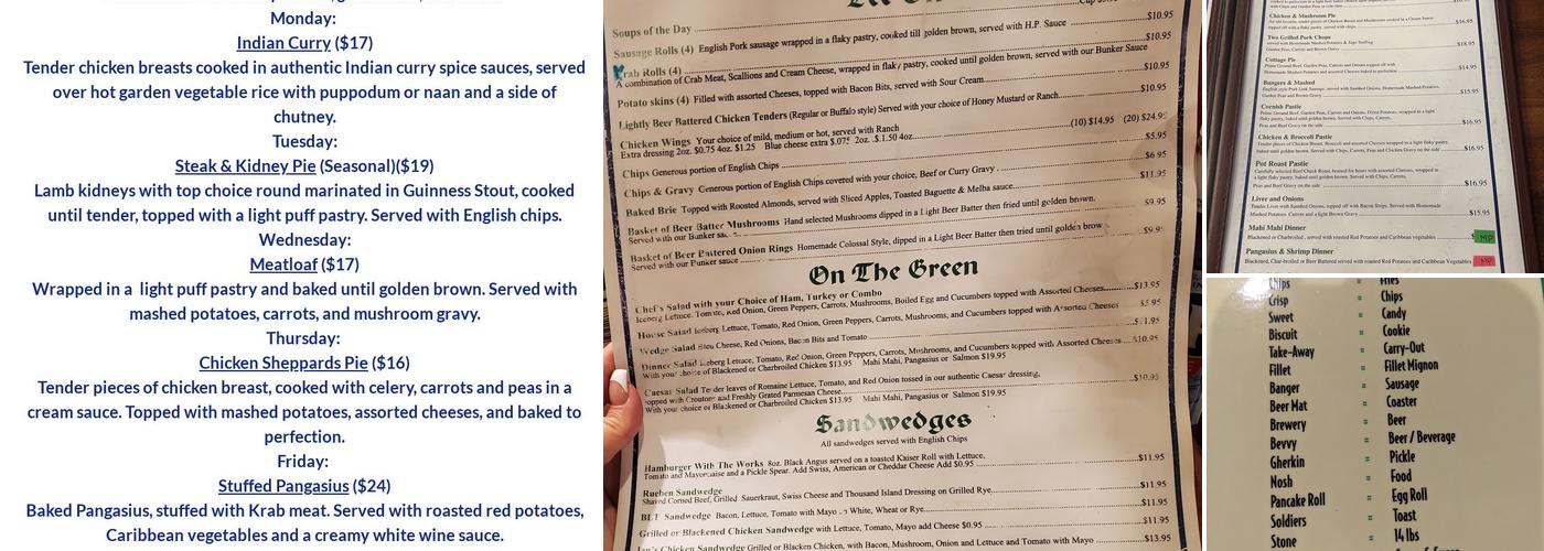 British Open Pub Menu