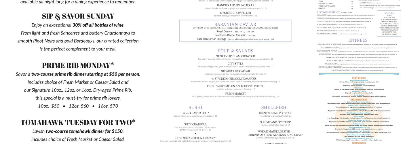 Chops City Grill Menu